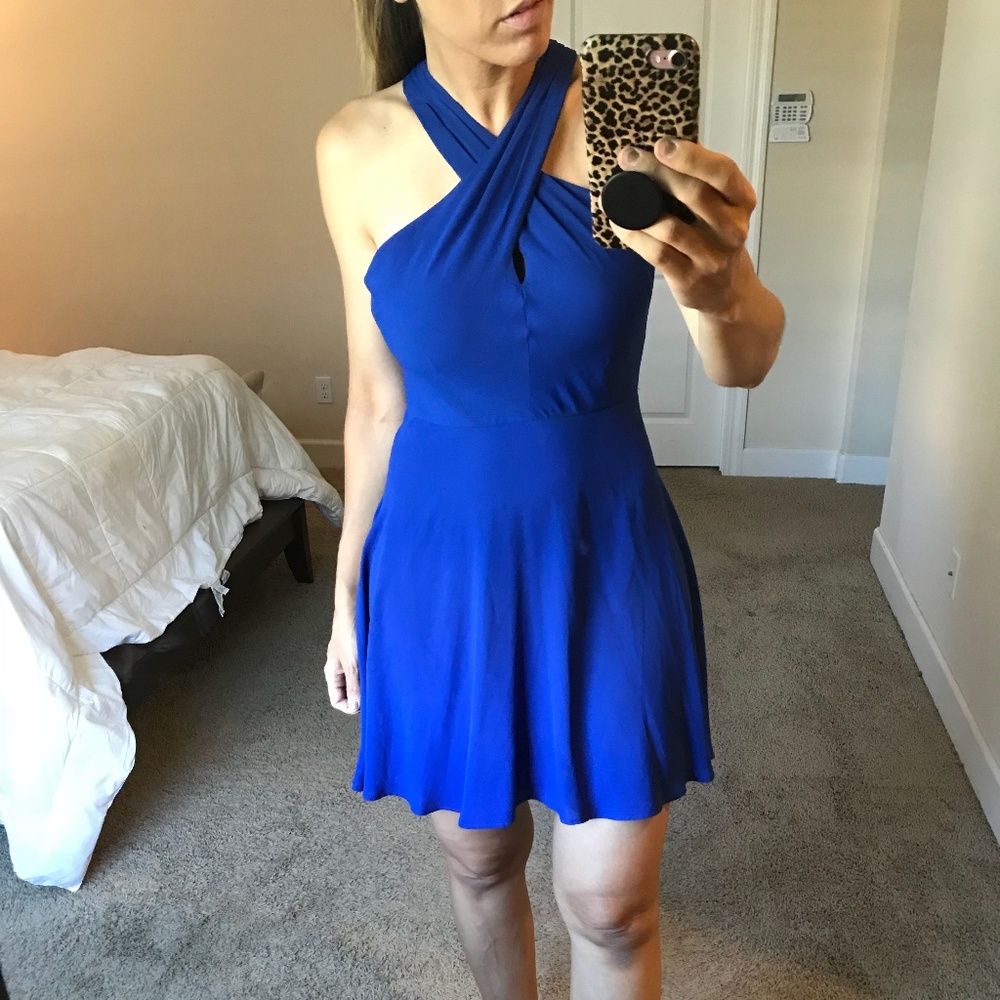 Royal Blue Cross Front Party Dress